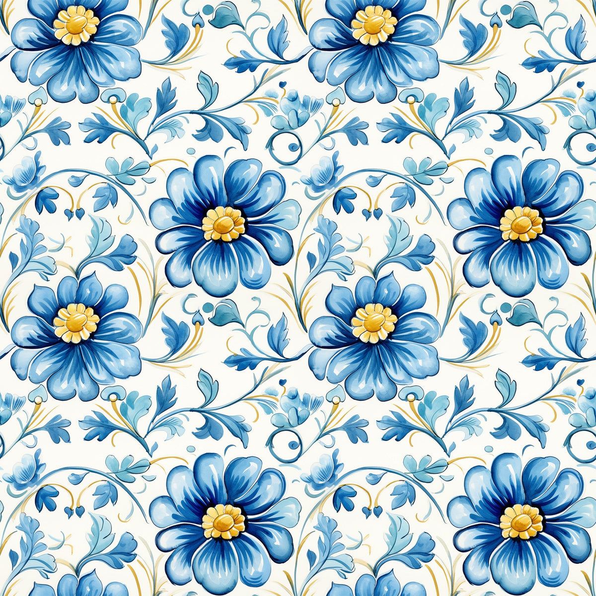 Azulejo Blooms Pattern 5 Minky Fabric