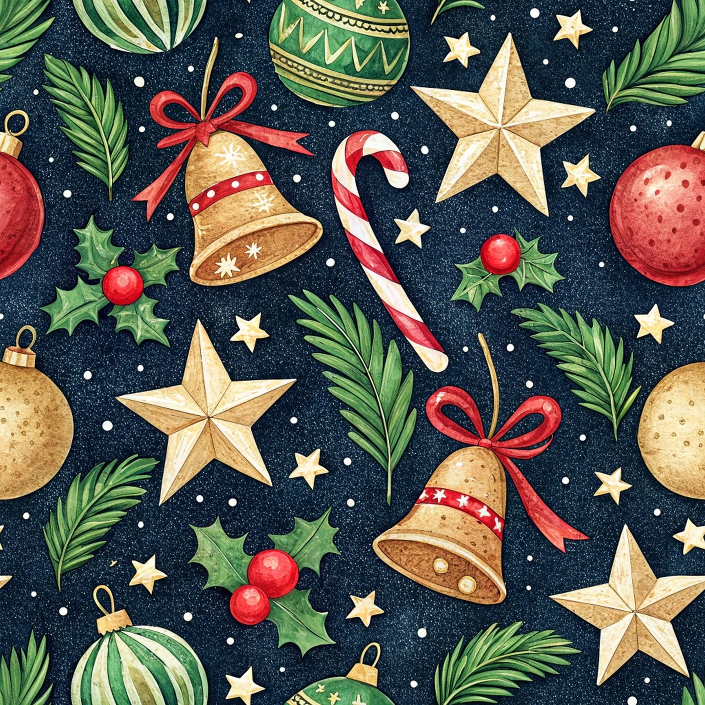 Christmas Ornaments Pattern 1 Quilting Cotton Fabric