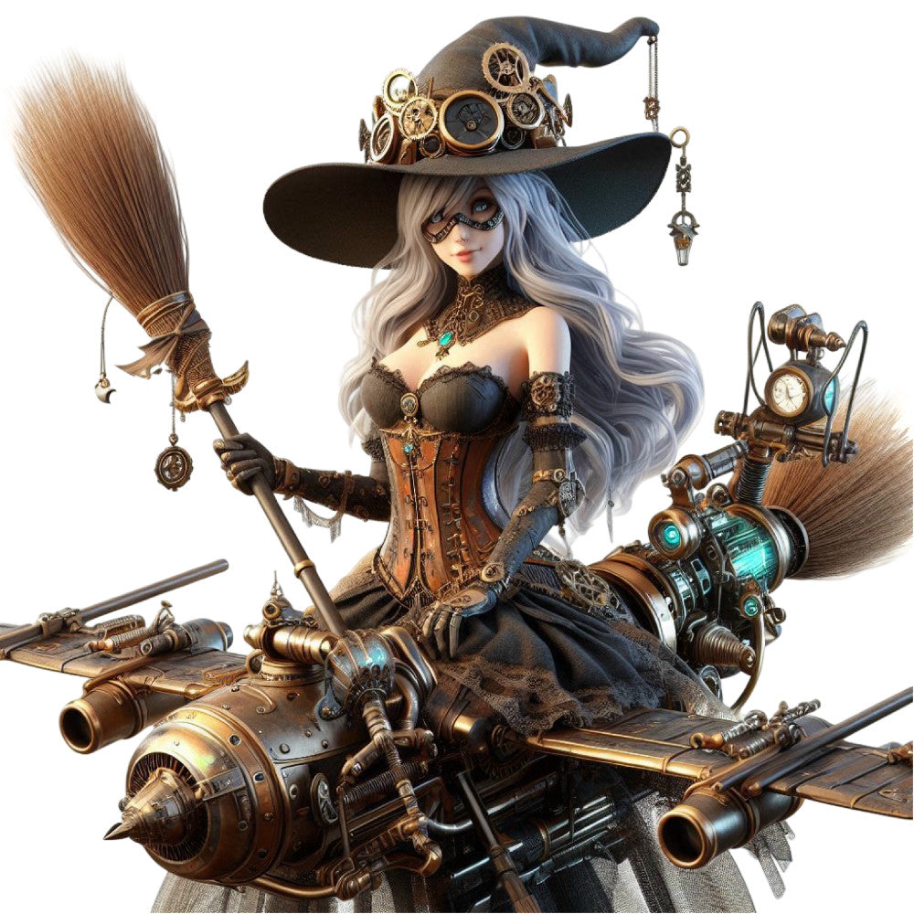 steampunk, bronze, gold, copper, brass, silver, charcoal gray, ivory, gears, cogs, mechanical, airship, vintage, industrial, fantasy, whimsical, gothic, elegant, adventure, goggles, top hat, corset, propeller, clock face, celestial, magical, dark fantasy, victorian, retro-futuristic, wall hanging