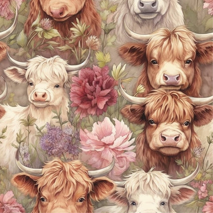Blooming Bovines Pattern 20 Minky Fabric