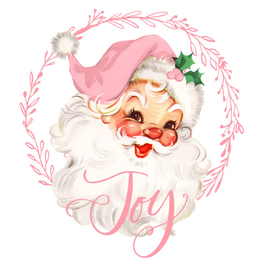 Pink Santa Joy Fabric Panel 1
