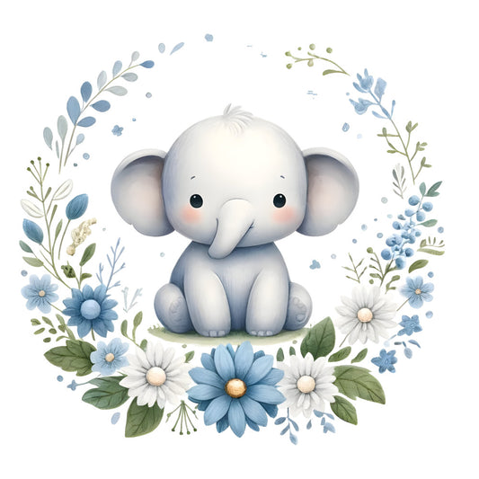 Baby Boy Elephant Fabric Panel 40
