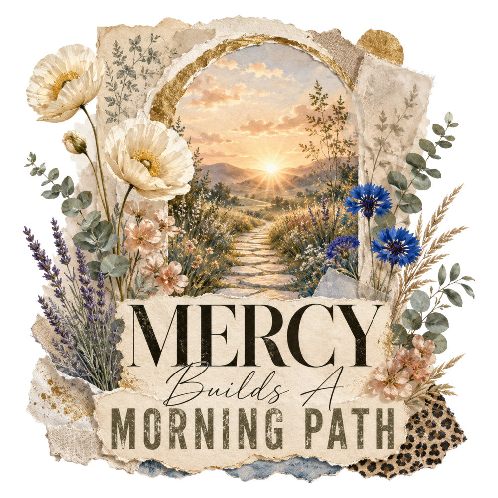 cream, gold, lavender, cornflower blue, dusty rose, sage green, eucalyptus, sunset orange, peach, floral, botanical, nature, landscape, vintage, rustic, elegant, whimsical, inspirational, daisies, cornflowers, wildflowers, pathway, archway, mountains, sunrise, spring, summer, spiritual, peaceful, cottage core