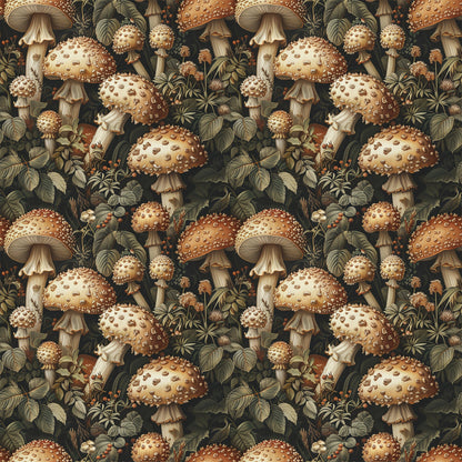 Retro Mushroom Botanical Pattern 2 Quilting Cotton Fabric
