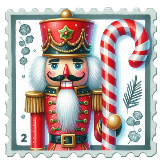 Nutcracker Postage Stamps Fabric Panel 18