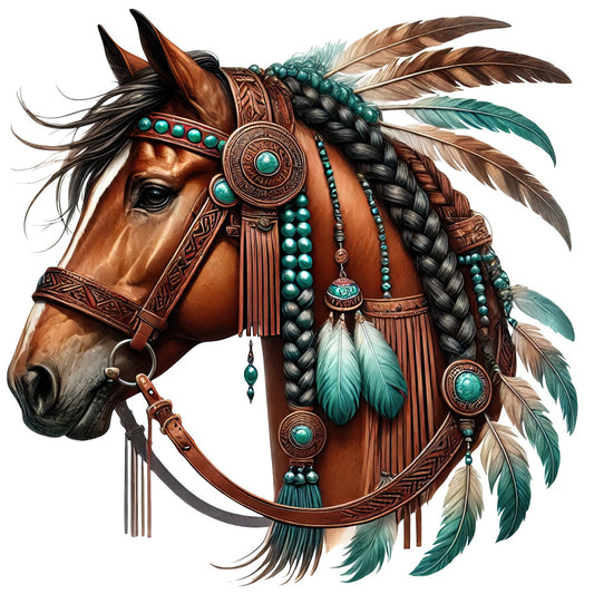 Boho Horses Fabric Panel 5