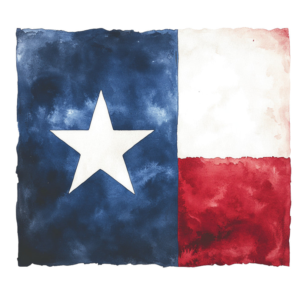 Watercolor Texas Fabric Panel 20