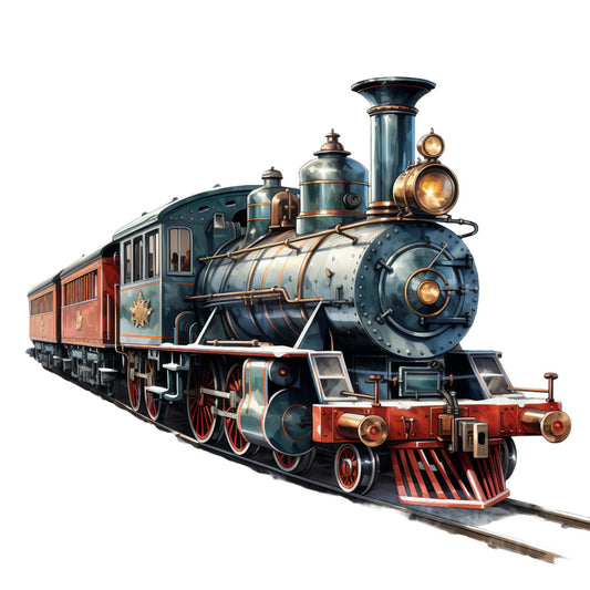 Vintage Christmas Trains Fabric Panel 2