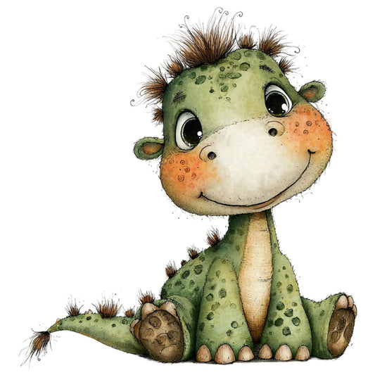 sage green, moss green, cream, peach, orange, brown, whimsical, cute, animal, giraffe, safari, children's, baby, nursery, playful, spotted pattern, spiky hair, character, illustration, storybook, friendly, soft, pastel, nature, wildlife, kids fabric, wall hanging, baby quilt, bedding, apparel