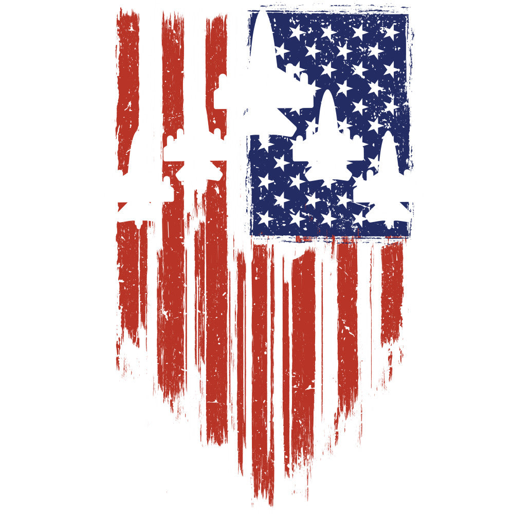 Jets on American Flag Fabric Panel 1