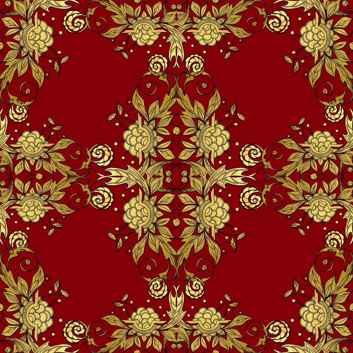 Gilded Crimson Pattern 5 Minky Fabric