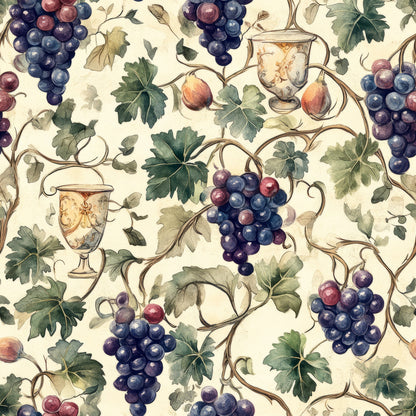 Grapes and Goblets Pattern 3 Minky Fabric