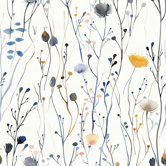 Handdrawn Meadow Wildflowers Pattern 4 Quilting Cotton Fabric