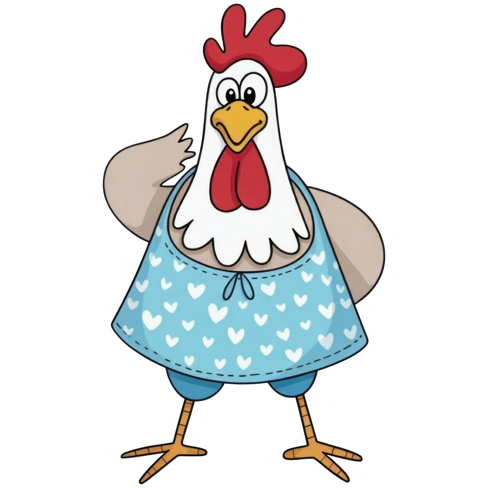 chicken, rooster, farmhouse, farm animals, hearts, white hearts, sky blue, turquoise, red comb, yellow beak, whimsical, country style, rural, cottage core, spring, summer, baby quilt, children's fabric, animal print, cute animals, folk art, traditional, pastoral, hen, poultry, light blue background, heart pattern, decorative clothing, nursery decor