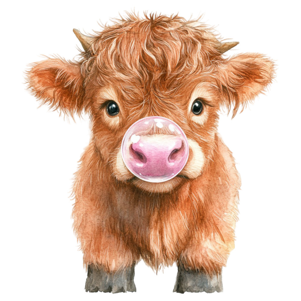 Cute Western Highland Cow Fabric Panel 14