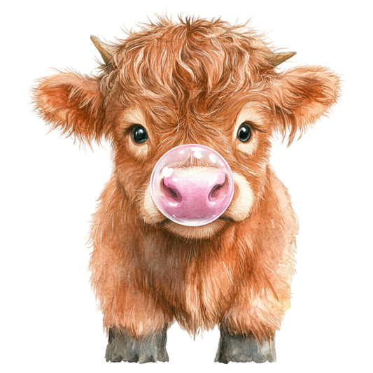 Cute Western Highland Cow Fabric Panel 14