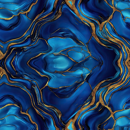 Royal Blue and Gold Agate Pattern 13 Minky Fabric