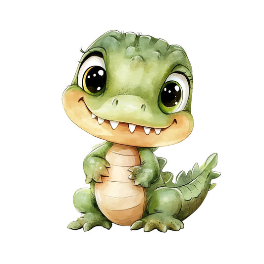lime green, pale yellow, cream, sage green, dinosaur, reptile, cute animals, children's, baby, whimsical, playful, cartoon, smiling creature, toothy grin, big eyes, nursery, kids' decor, animal characters, friendly, charming, youth-themed, illustration, character design, dino print, prehistoric, fun, colorful, novelty print