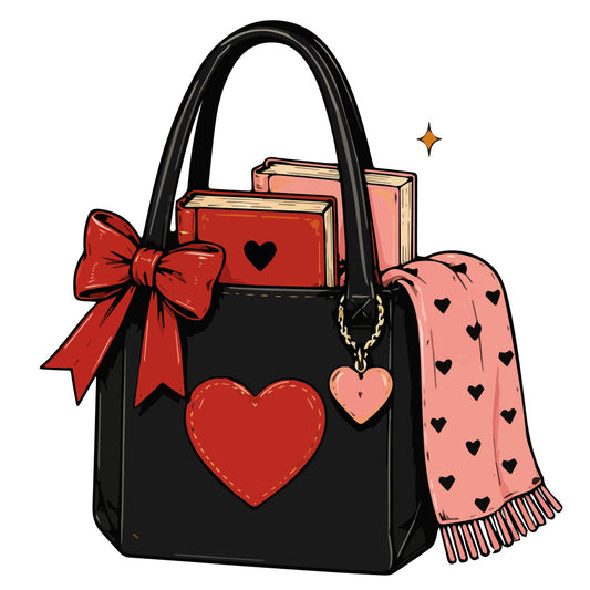 black, red, coral pink, heart, love, valentines day, romantic, feminine, elegant, whimsical, gift basket, books, bow, scarf, heart motif, rose red, cream, gold accent, valentine, romance, gift themed, accessories, fashion, spring, modern, decorative, heart pattern, cute, stylish