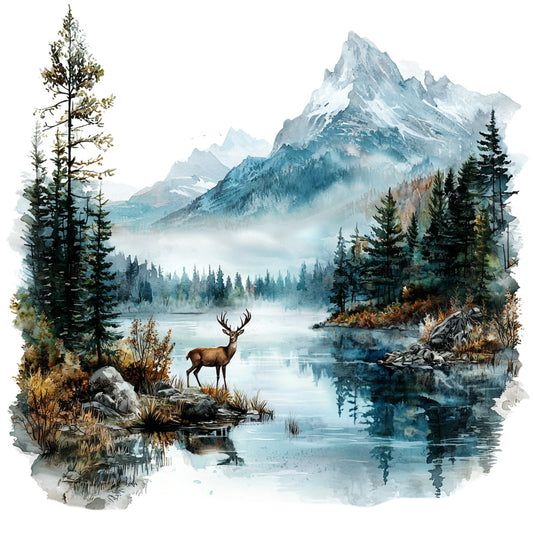 Deer in Nature Fabric Panel 21
