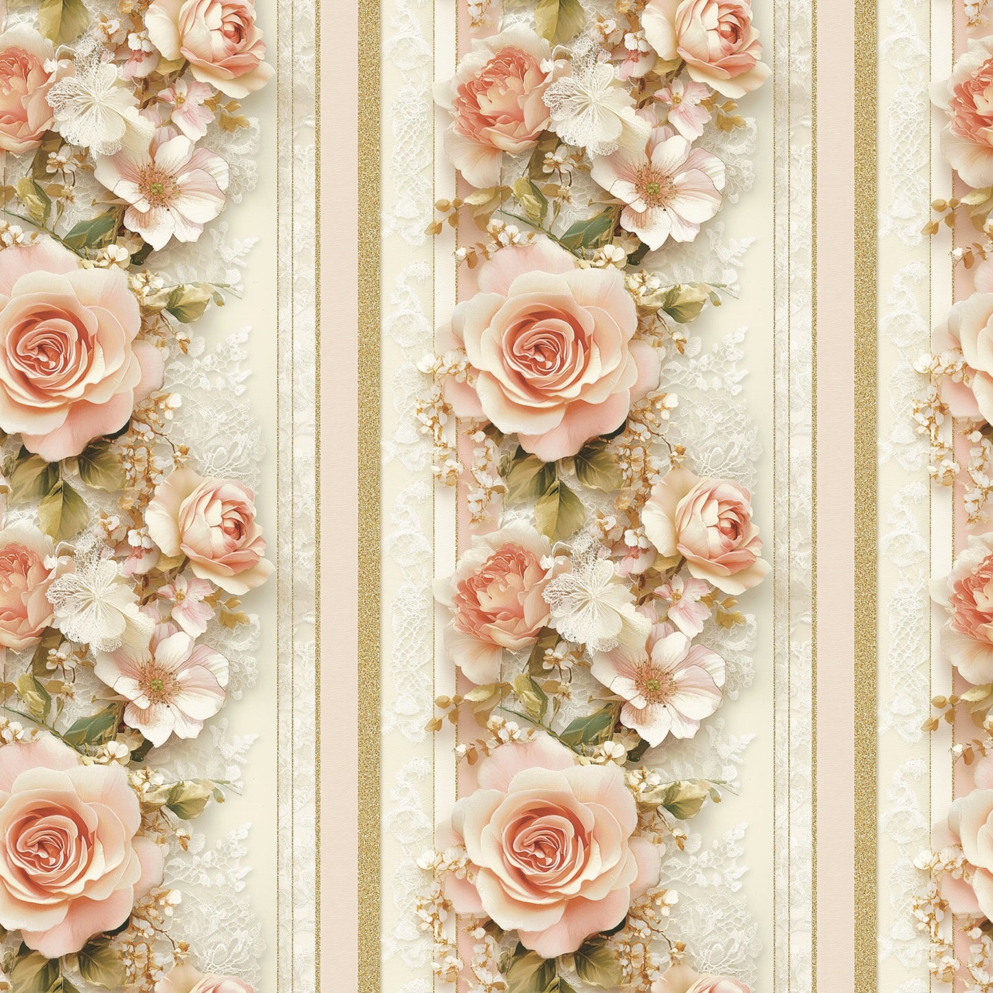 Floral Stripes Pattern 1 Quilting Cotton Fabric