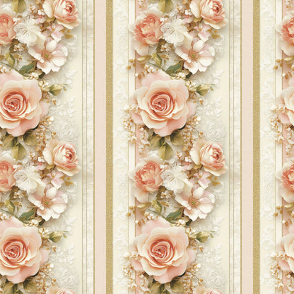 Floral Stripes Pattern 1 Quilting Cotton Fabric