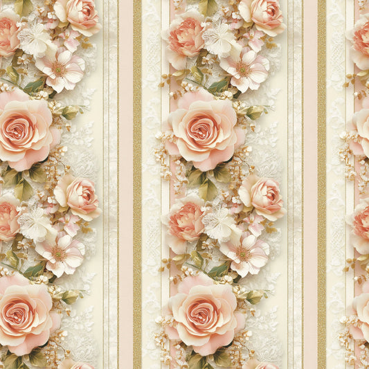 Floral Stripes Pattern 1 Quilting Cotton Fabric