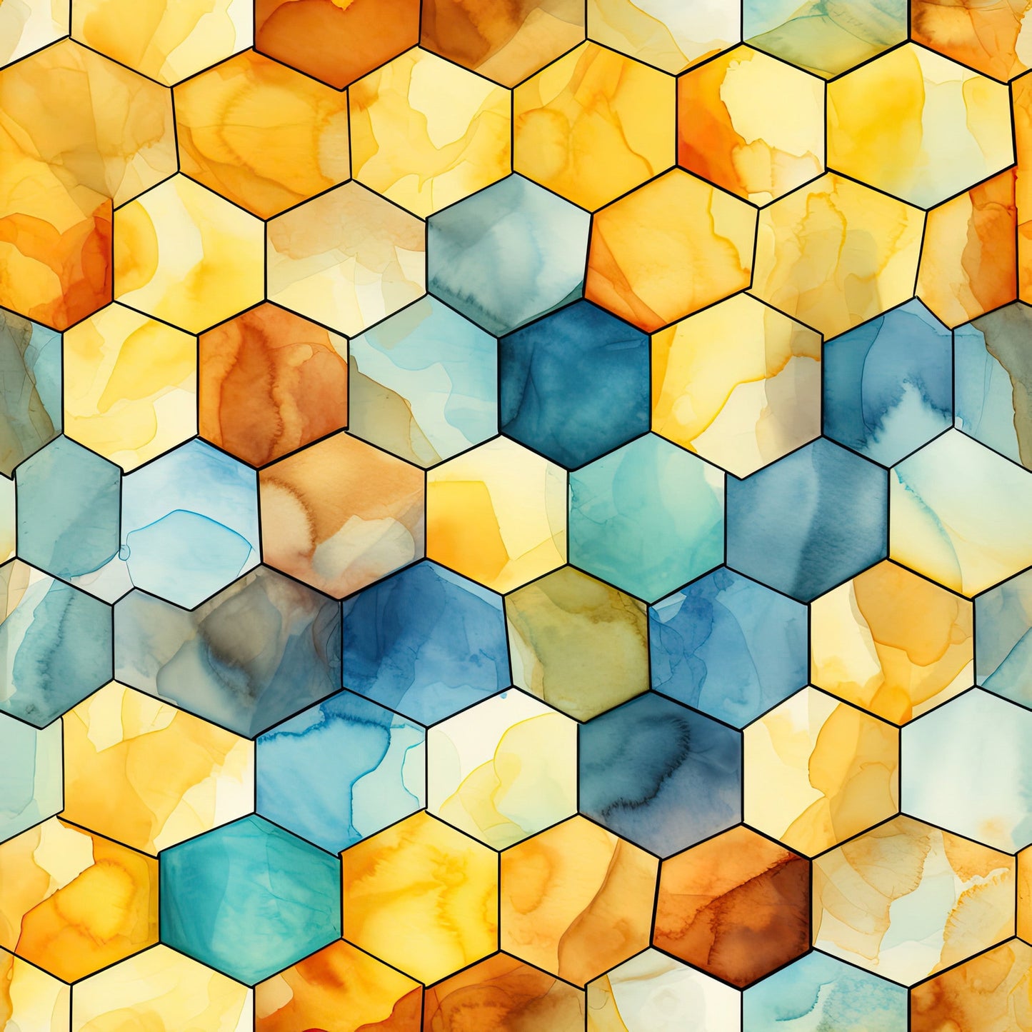 Watercolor Honeycomb Pattern 6 Quilting Cotton Fabric