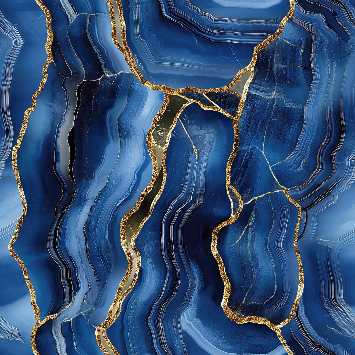 Royal Blue and Gold Agate Pattern 28 Minky Fabric