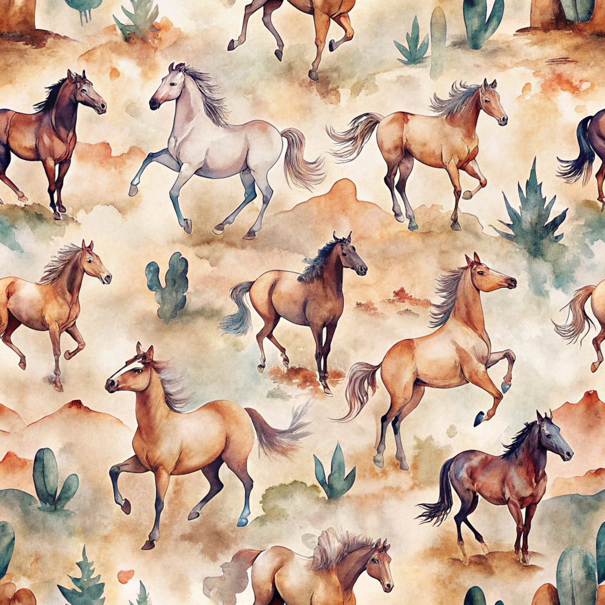 Galloping Mustangs Pattern 19 Minky Fabric