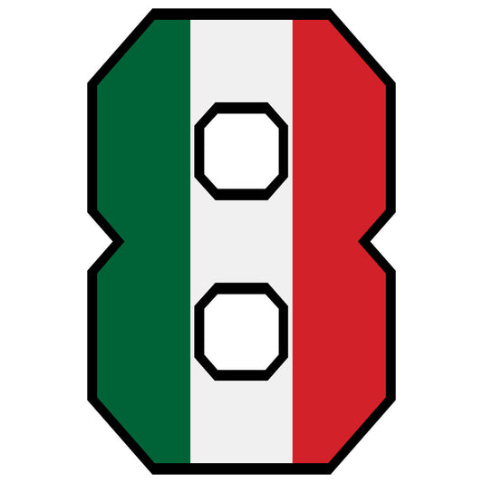 green, white, red, mexican flag colors, number eight, octagon shapes, geometric design, patriotic, fabric panel, quilting cotton, applique style, bold graphics, crafting material, sewing project, mexican theme, tricolor stripes, numeral design, cotton fabric, diy project