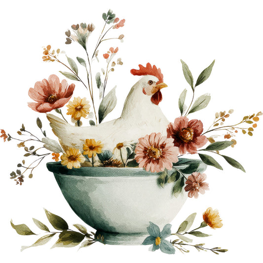 Farmhouse Chicken Decor Fabric Panel 19