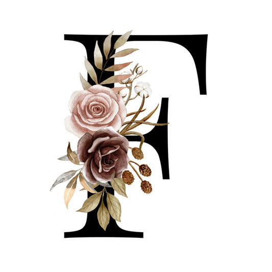 Alphabet with Watercolor Flowers Fabric Panel 36