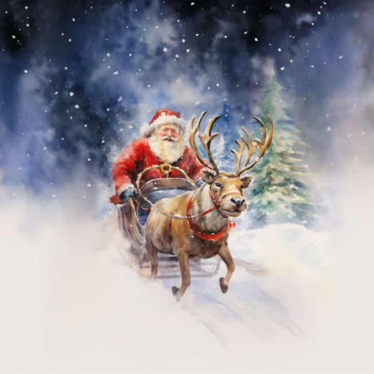 Santa Claus Flying Fabric Panel 4