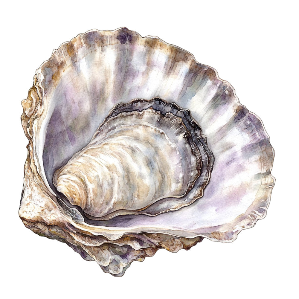 Watercolor Sea Shells Fabric Panel 26 showcasing a detailed watercolor sea shell design on premium quilting cotton.