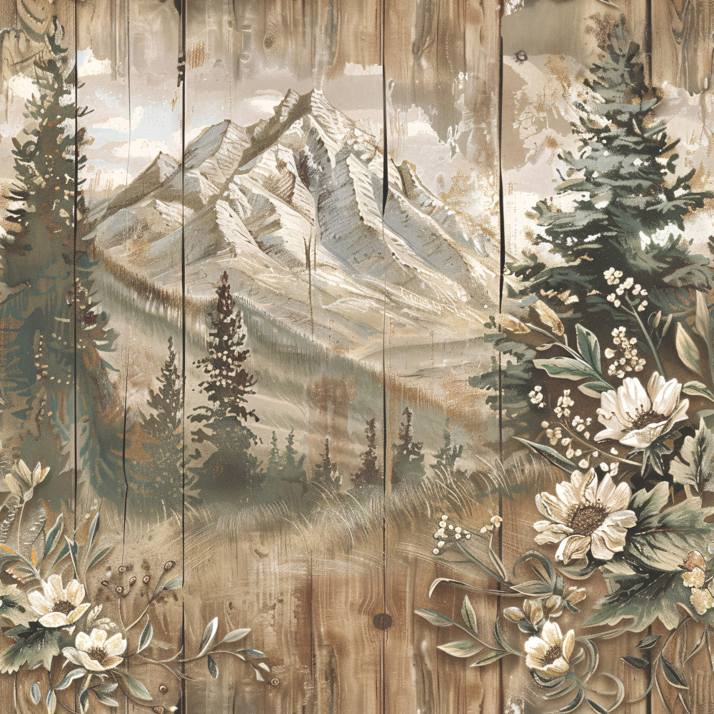 Yellowstone on Rustic Wood Fabric Panel 19