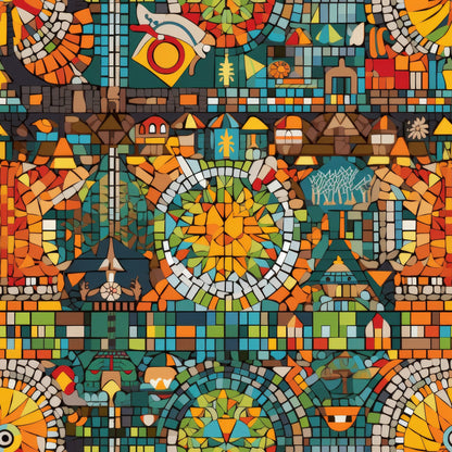 Mosaic Art Pattern 20 Quilting Cotton Fabric