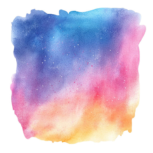 watercolor, ombre, gradient, abstract, blue, purple, pink, coral, peach, yellow, gold, orange, celestial, night sky, stars, sparkle, dreamy, whimsical, bohemian, modern, artistic, hand-painted, soft, pastel, galaxy, cosmic, twilight, sunset, sunrise, magical