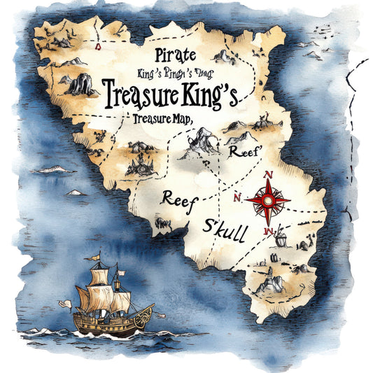 Pirate Treasure Map Fabric Panel 24