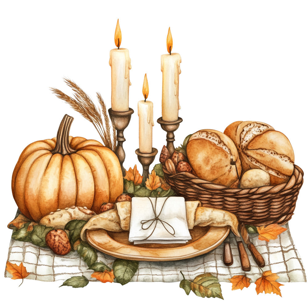 Watercolor Thanksgiving Fabric Panel 16