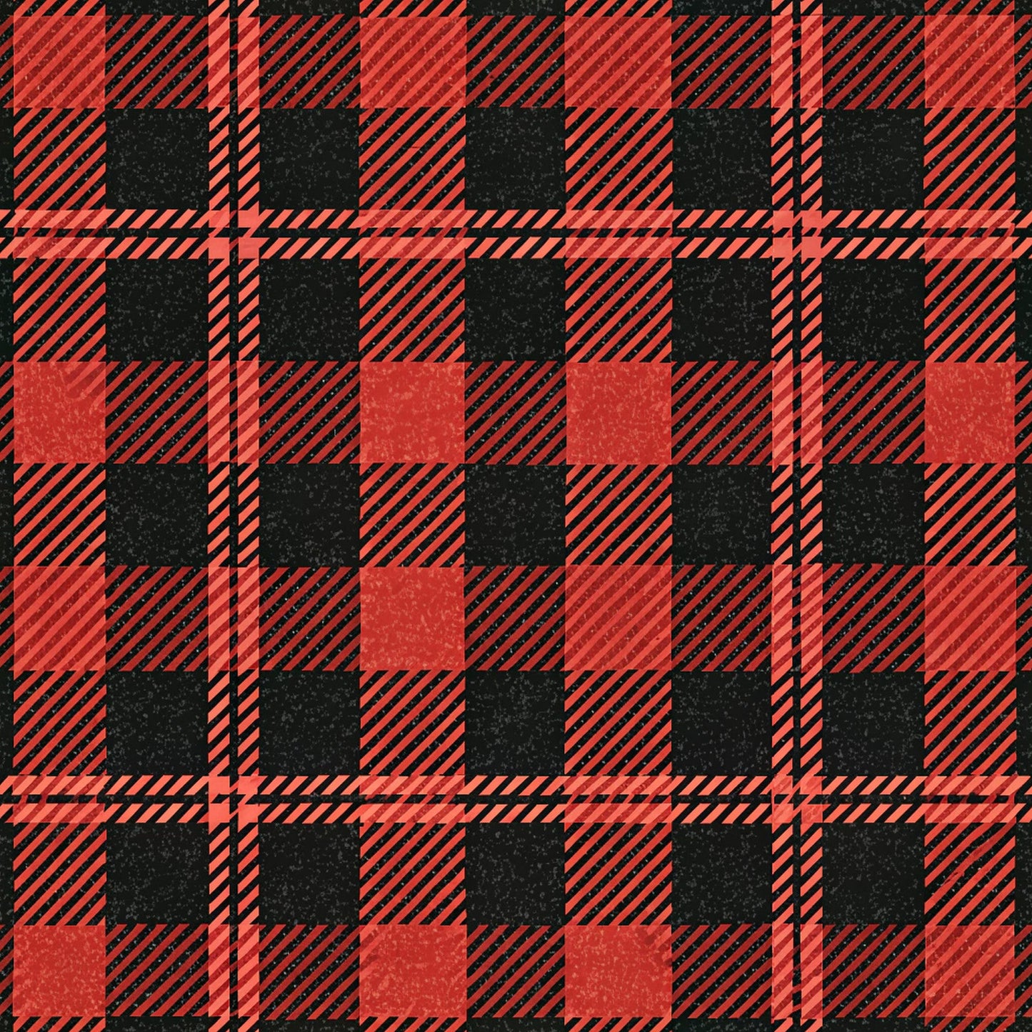 Classic Red and Black Buffalo Plaid Pattern 7 Quilting Cotton Fabric