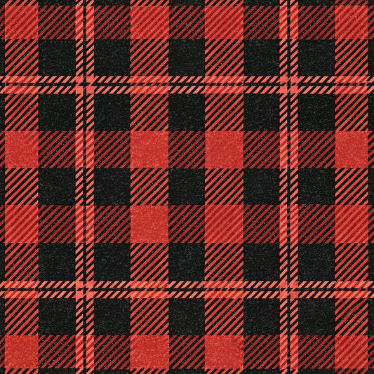 Classic Red and Black Buffalo Plaid Pattern 7 Quilting Cotton Fabric
