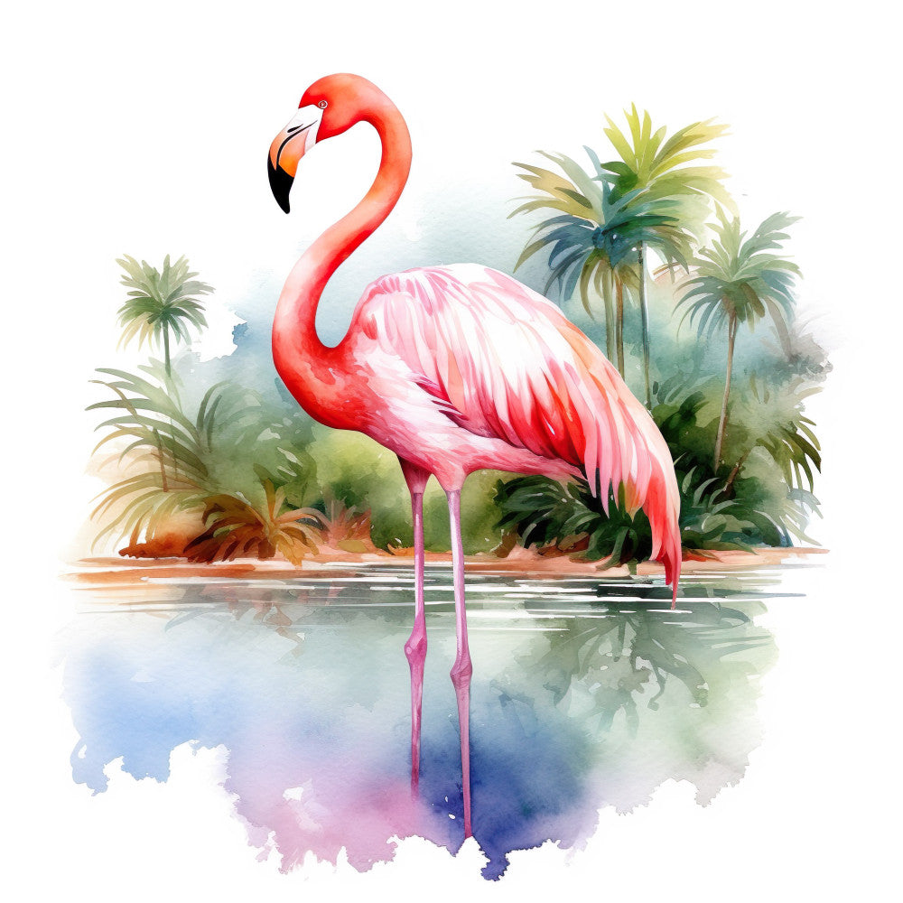 Watercolor Flamingos Fabric Panel 3