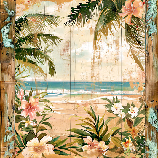 Tropical Beach Scenes Fabric Panel 19