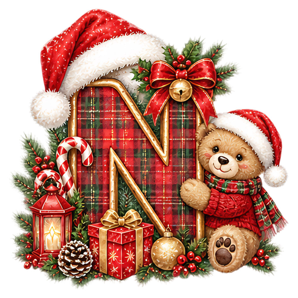 christmas, holiday, teddy bear, santa hat, red, gold, green, plaid, tartan, festive, traditional, whimsical, cute, candy cane, gift box, ornament, lantern, wreath, evergreen, pinecone, berries, jolly, vintage christmas, elegant, cozy, winter, seasonal, children's theme, stocking stuffer, gift wrap inspired
