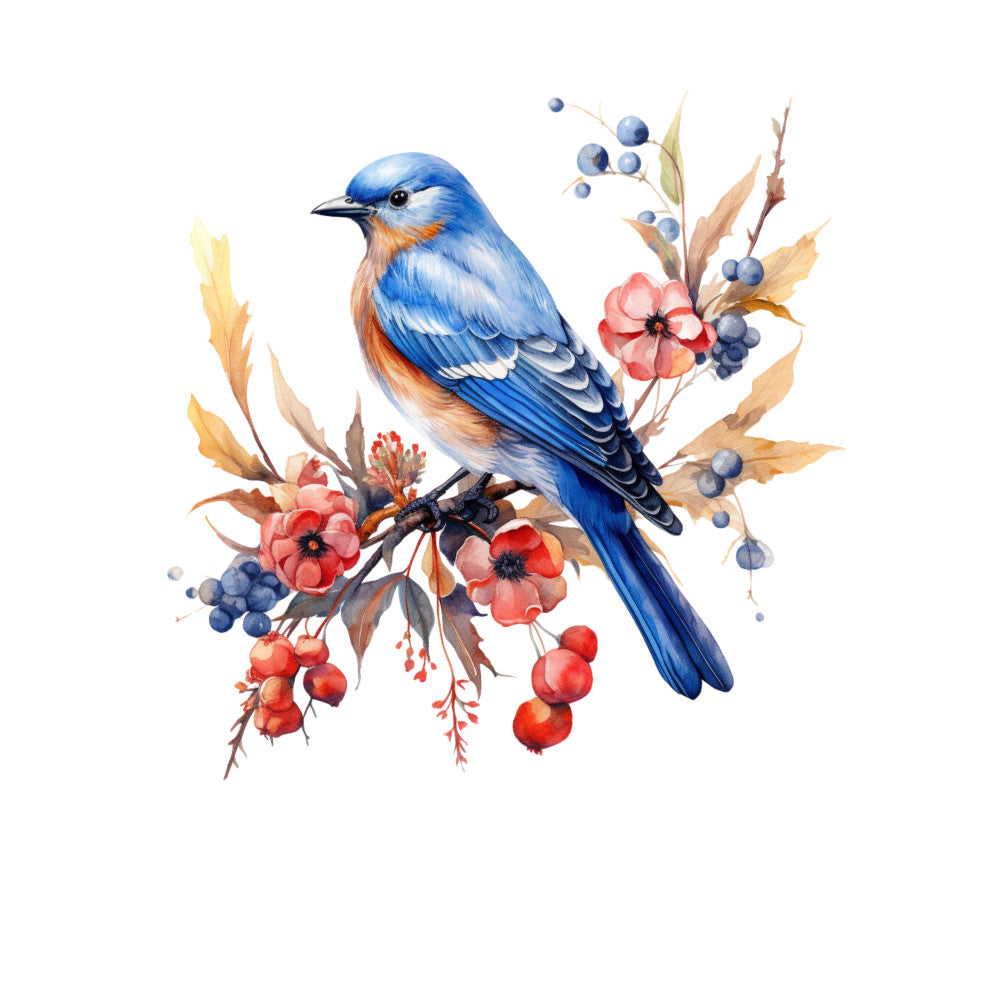 Winter Birds on Branches Fabric Panel 16