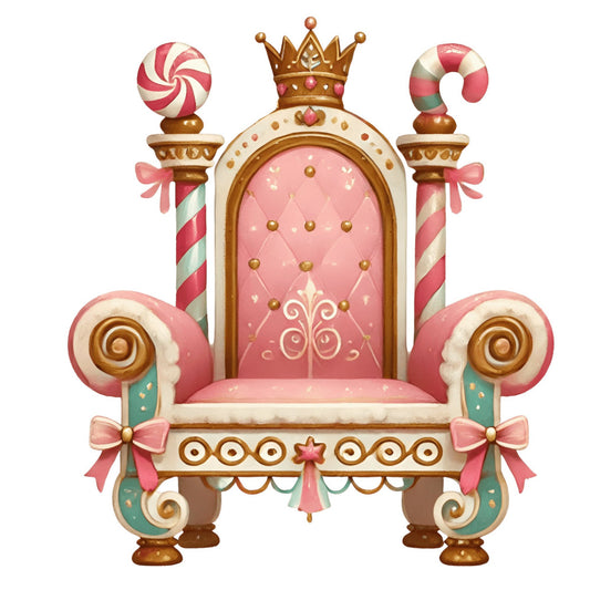 coral pink, blush pink, gold, cream, mint green, teal, candy cane striped, lollipop, candy themed, whimsical, fairytale, princess, royal, crown, ornate, decorative, gingerbread, sweet treats, candy land, fantasy, storybook, elegant, ornamental, baroque, fleur de lis, scrollwork, bows, ribbons, children's, novelty