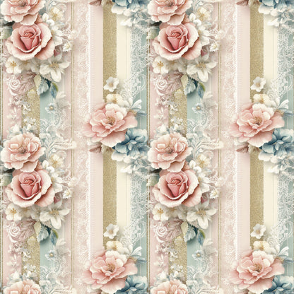 Floral Stripes Pattern 4 Quilting Cotton Fabric
