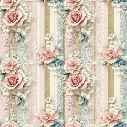 Floral Stripes Pattern 4 Quilting Cotton Fabric
