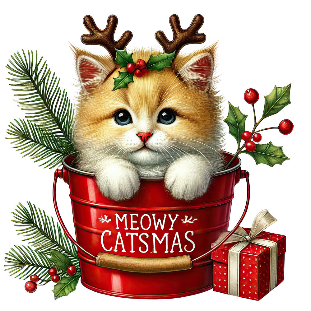 Meowy Christmas Fabric Panel 12